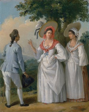 Free West Indian Creoles In Elegant Dress by Agostino Brunias Oil Painting
