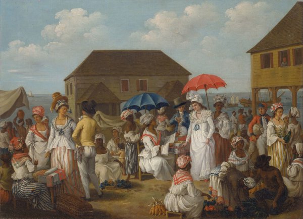 Linen Market, Dominica  by Agostino Brunias - Hand-Painted Oil Painting Reproduction