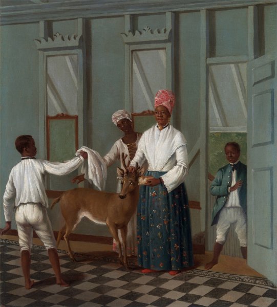 Servants Washing A Deer  by Agostino Brunias - Hand-Painted Oil Painting Reproduction