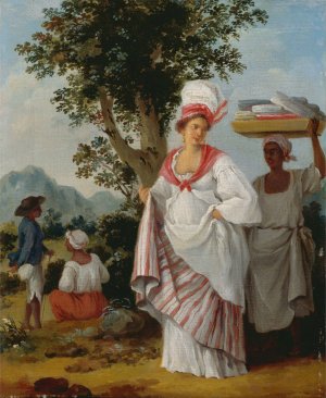 West Indian Creole Woman, With Her Black Servant Oil painting by Agostino Brunias