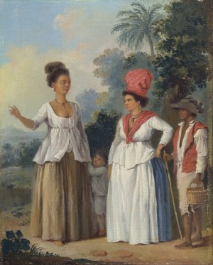 West Indian Women Of Color, With A Child And Black Servant by Agostino Brunias Oil Painting