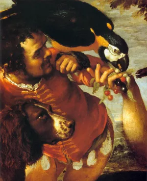 Hairy Harry, Mad Peter and Tiny Amon Detail Oil painting by Agostino Carracci