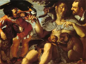 Hairy Harry, Mad Peter and Tiny Amon painting by Agostino Carracci