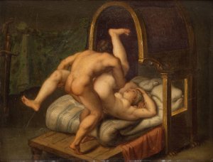Nuditet med mand og kvinde by Agostino Carracci Oil Painting
