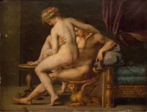 Nuditet med mand og kvinde by Agostino Carracci Oil Painting