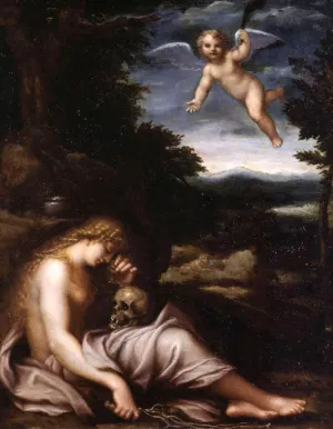 The Penitent Magdalene by Agostino Carracci - Oil Painting Reproduction