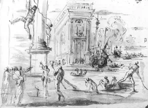 Capriccio with the Palazzo dei Conservatori by Agostino Tassi Oil Painting