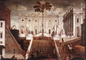 Competition on the Capitoline Hill by Agostino Tassi Oil Painting