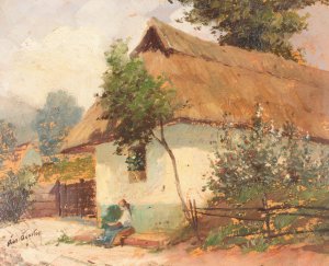 Ungarisches Bauernhaus by Agoston Acs Oil Painting