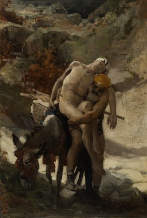 The Good Samaritan, sketch by Aime Morot Oil Painting
