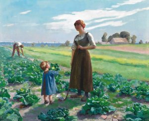 The Lettuce Patch by Aime Perret Oil Painting
