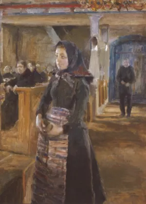 A Girl in Keuruu Old Church by Akseli Gallen-Kallela - Oil Painting Reproduction