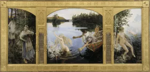 Aino Myth, Triptych painting by Akseli Gallen-Kallela