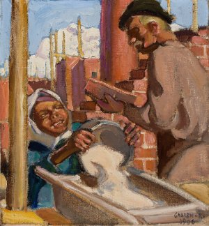 At A Building Site by Akseli Gallen-Kallela Oil Painting