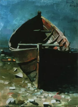 Beached Boat at Daybreak by Akseli Gallen-Kallela - Oil Painting Reproduction