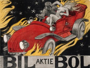 Bil-Bol, Poster for an Automobile Retailer by Akseli Gallen-Kallela Oil Painting