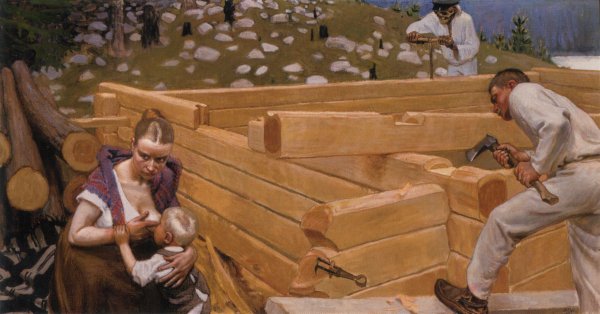 Building by Akseli Gallen-Kallela - Hand-Painted Oil Painting Reproduction