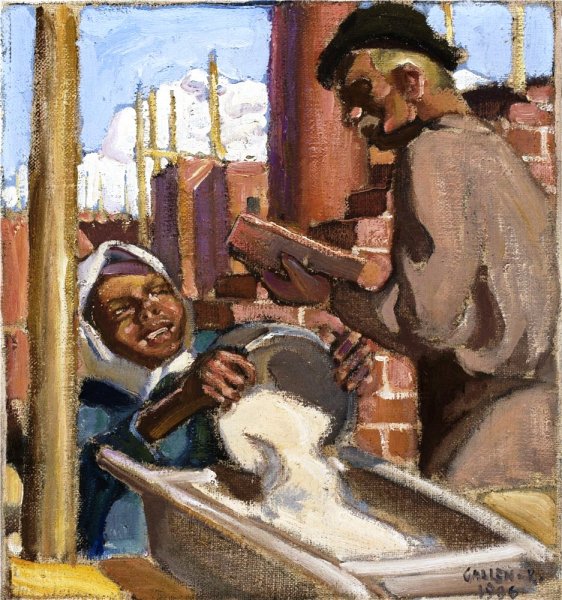 Building by Akseli Gallen-Kallela - Hand-Painted Oil Painting Reproduction