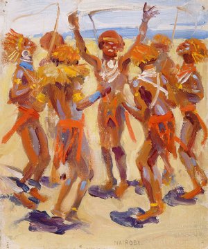 Dancing Kikuyu Warriors by Akseli Gallen-Kallela Oil Painting