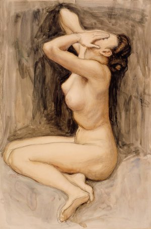 Despair, Study For The 'By The River Of Tuonela', Juselius Mausoleum by Akseli Gallen-Kallela Oil Painting