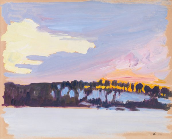 Evening Landscape  by Akseli Gallen-Kallela - Hand-Painted Oil Painting Reproduction