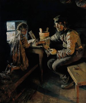 First Lesson by Akseli Gallen-Kallela Oil Painting