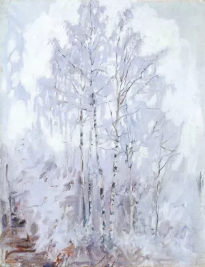 Frosty Birch Trees by Akseli Gallen-Kallela - Oil Painting Reproduction