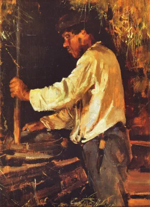 Grinding with a Quern by Akseli Gallen-Kallela - Oil Painting Reproduction