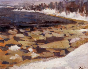 Ice Floes at Kalela's Shore Oil painting by Akseli Gallen-Kallela