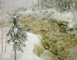 Imatra Falls in Snow ; Imatra in Winter by Akseli Gallen-Kallela Oil Painting