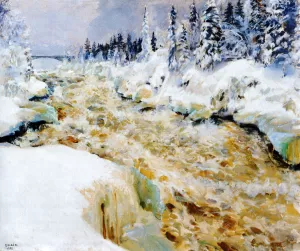 Imatra in Winter by Akseli Gallen-Kallela - Oil Painting Reproduction