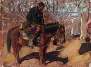 Indian On Horseback by Akseli Gallen-Kallela Oil Painting