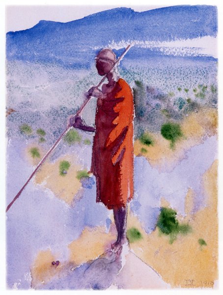Main Product Photo of Kikuyu in a Red Cloak Painting by Akseli Gallen-Kallela