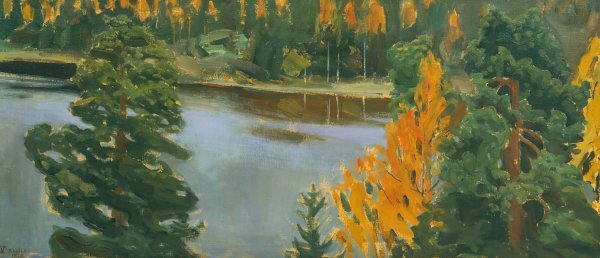 Lake View In Autumn  by Akseli Gallen-Kallela - Hand-Painted Oil Painting Reproduction