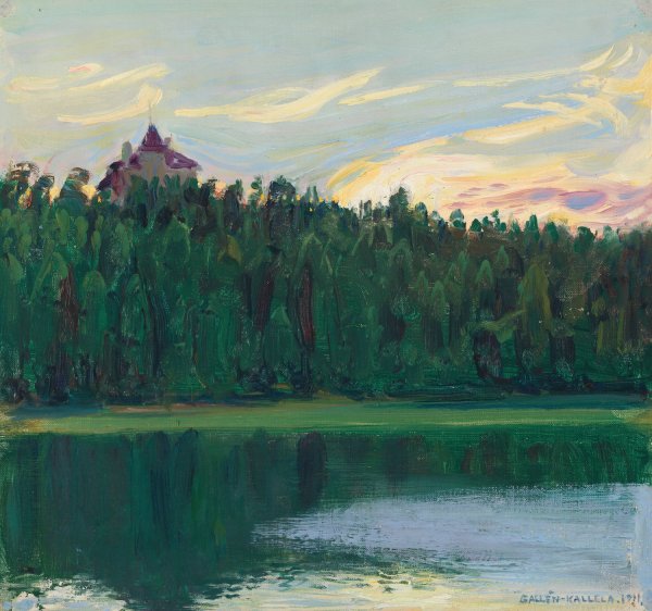 Lakeside Landscape  by Akseli Gallen-Kallela - Hand-Painted Oil Painting Reproduction