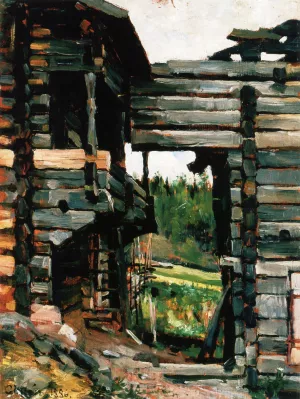 Loft-Barns at Korpilahti by Akseli Gallen-Kallela Oil Painting