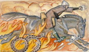 Ritari ja kuningaskaarme, Seitseman veljeksen kuvitusta by Akseli Gallen-Kallela Oil Painting