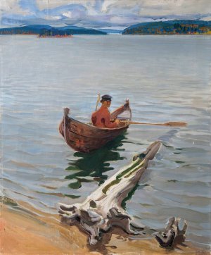 Rower on the lake by Akseli Gallen-Kallela Oil Painting