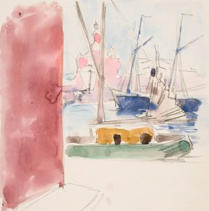 Ships in the South Harbor, Sketch by Akseli Gallen-Kallela Oil Painting
