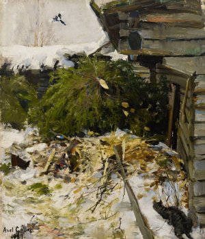 Spruces in a Farmyard by Akseli Gallen-Kallela Oil Painting