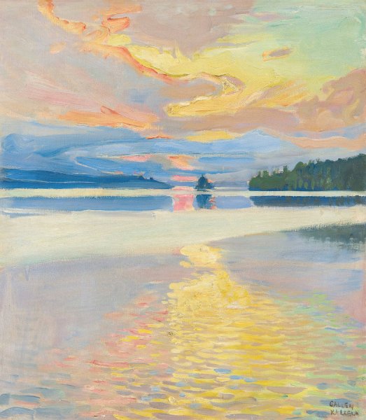 Sunset Over Lake Ruovesi by Akseli Gallen-Kallela - Hand-Painted Oil Painting Reproduction