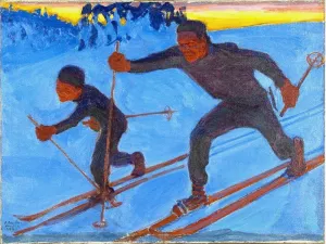 The Artist and His Son by Akseli Gallen-Kallela - Oil Painting Reproduction