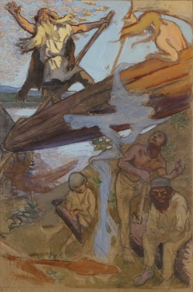 The Departure Of VainamOinen  by Akseli Gallen-Kallela - Hand-Painted Oil Painting Reproduction