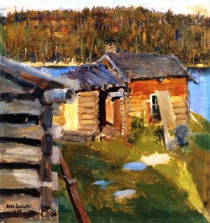 The Ekola Croft in Evening Sunlight by Akseli Gallen-Kallela Oil Painting