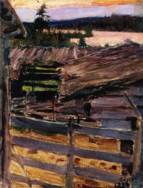 The Ekola Farmyard by Akseli Gallen-Kallela - Hand-Painted Oil Painting Reproduction