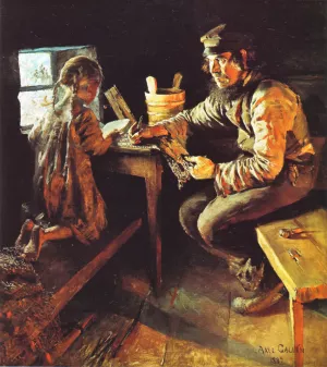 The First Lesson by Akseli Gallen-Kallela Oil Painting