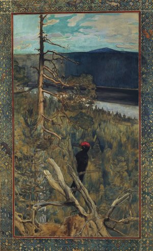 The Great Black Woodpecker by Akseli Gallen-Kallela Oil Painting
