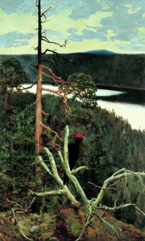 The Great Black Woodpecker by Akseli Gallen-Kallela Oil Painting