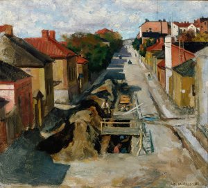 View from Fredrikinkatu by Akseli Gallen-Kallela Oil Painting