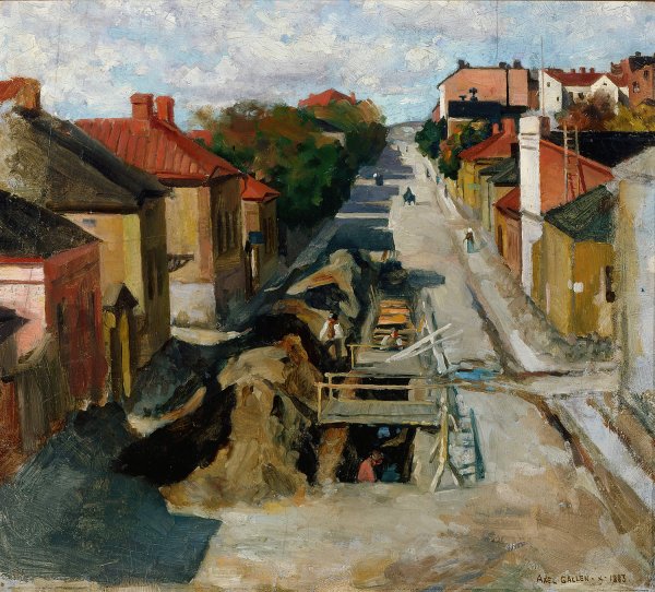 View from Fredrikinkatu  by Akseli Gallen-Kallela - Hand-Painted Oil Painting Reproduction